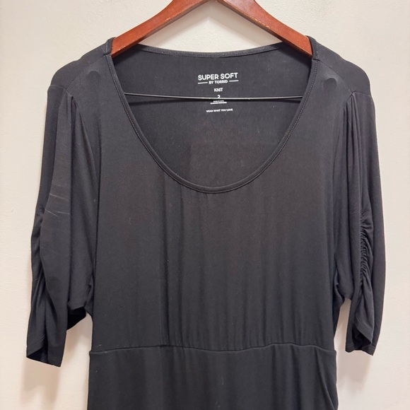 Torrid Mini Super Soft Elbow Sleeve Black Bodycon Dress Size 2x - Picture 6 of 14